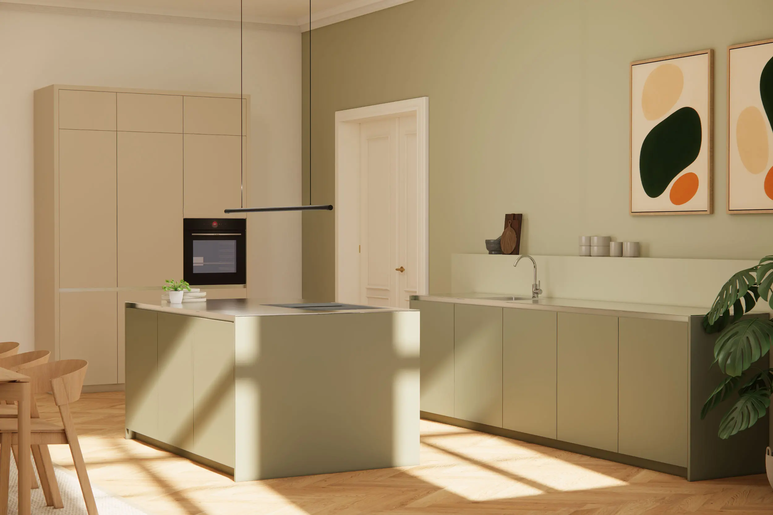 KÜX Salon – grifflose weiße Fronten